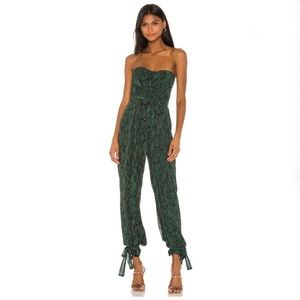 NWT MICHAEL COSTELLO X Revolve Gwendolyn Jumpsuit In Green Snake